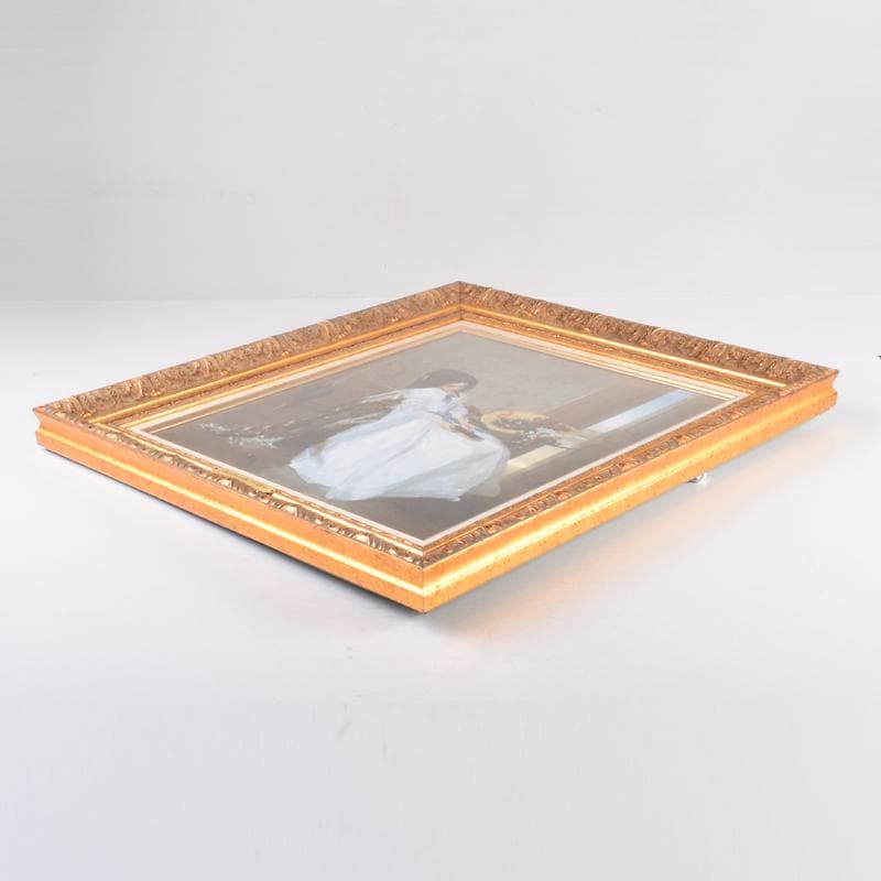 ギュスターヴ・ド・ヨンゲ作　複製画　「散歩の後」　額装　C　3549A