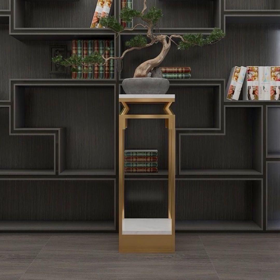 サイドテーブル コンソールテーブル ．玄関テーブル花台 人造大理石 高さ90cm