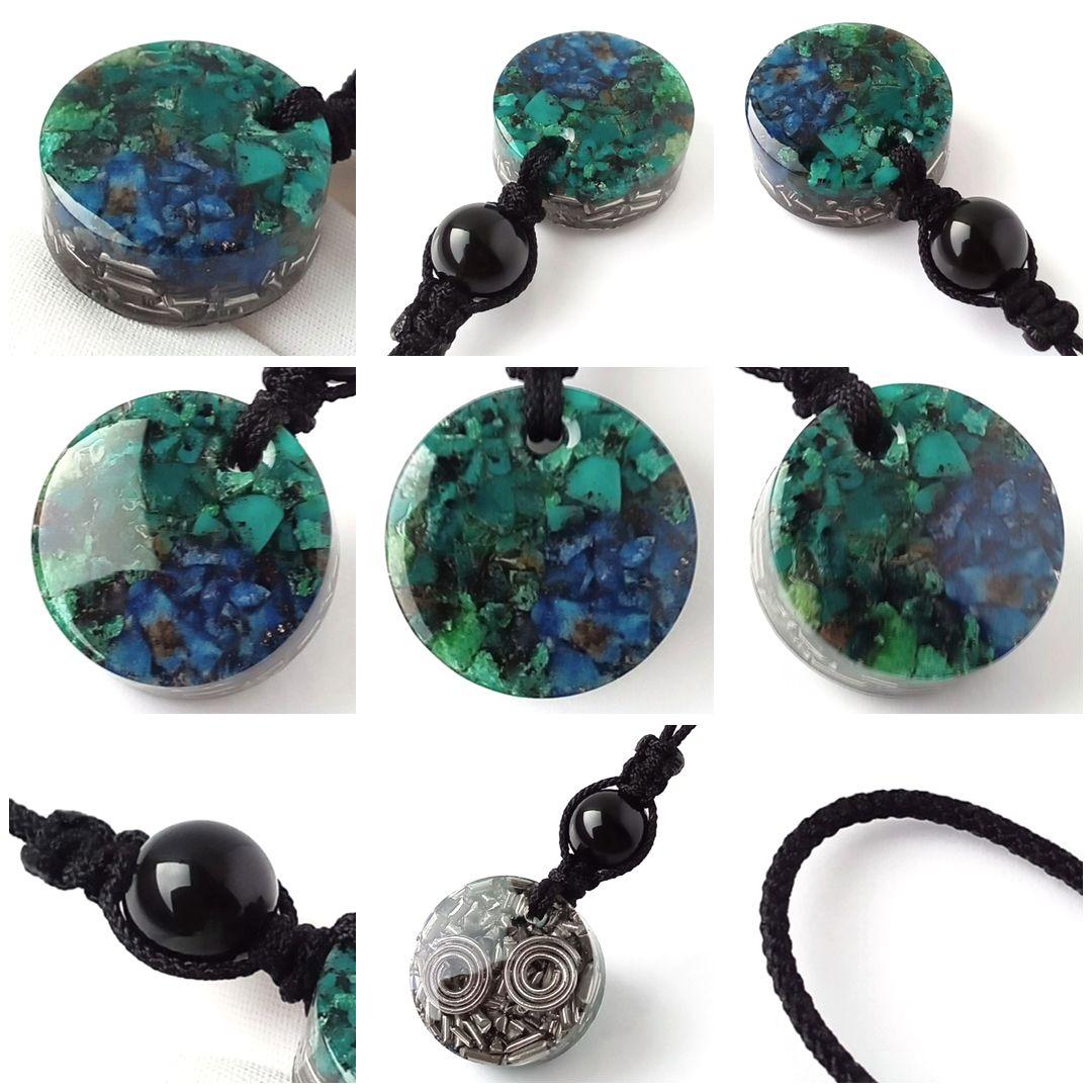 マクラメストラップ｜厄除＆幸福｜モリオン＆クリソコラとラピスラズリのオルゴナイト