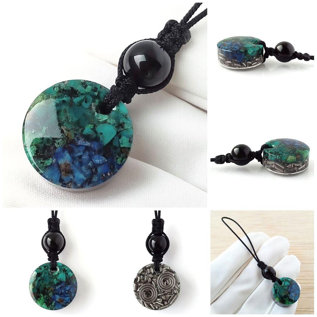 マクラメストラップ｜厄除＆幸福｜モリオン＆クリソコラとラピスラズリのオルゴナイト