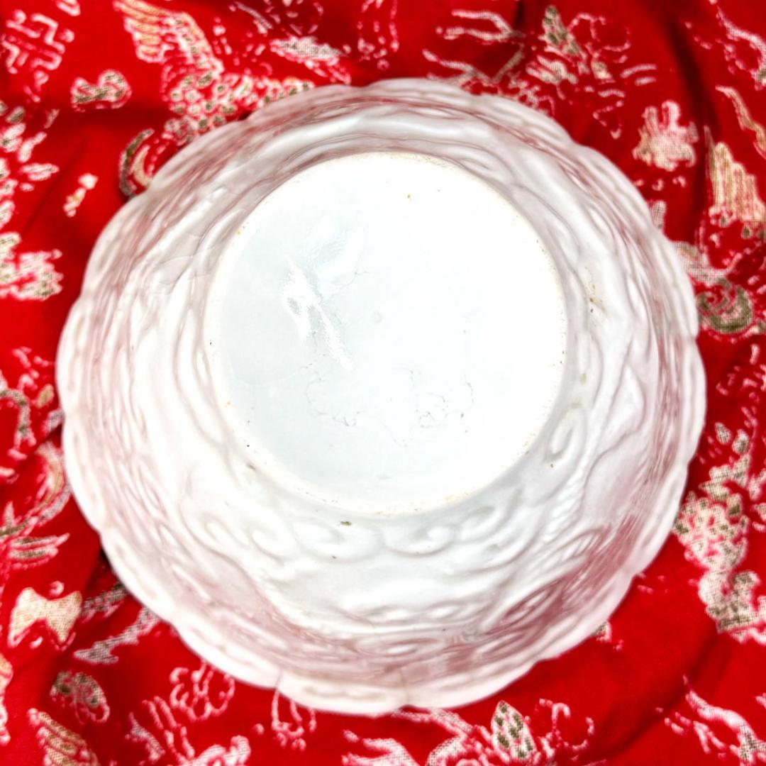 江戸中期 古伊万里 白磁陽刻雲龍文図輪花形向付 時代物 伝世品焼物WWTT312