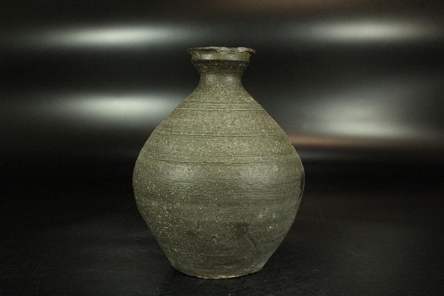 新羅 土器 櫛目 徳利 韓国 李朝(K-YC673)