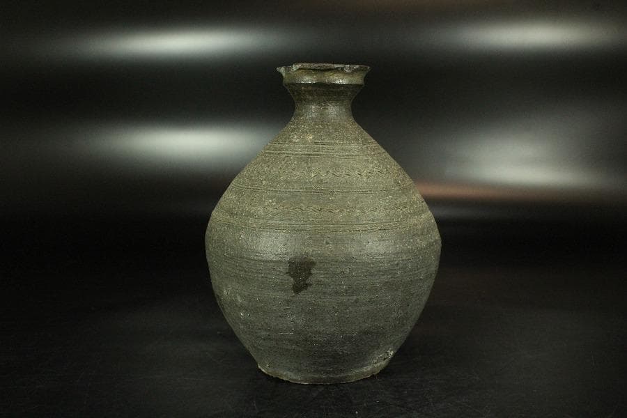 新羅 土器 櫛目 徳利 韓国 李朝(K-YC673)