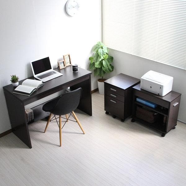 《新品・送料無料》110cm幅 システムデスク3点セット ダークブラウン