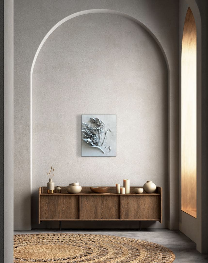 現代アート　花　45.5×38㎝　テクスチャー　モダン　アートパネル　インテリア