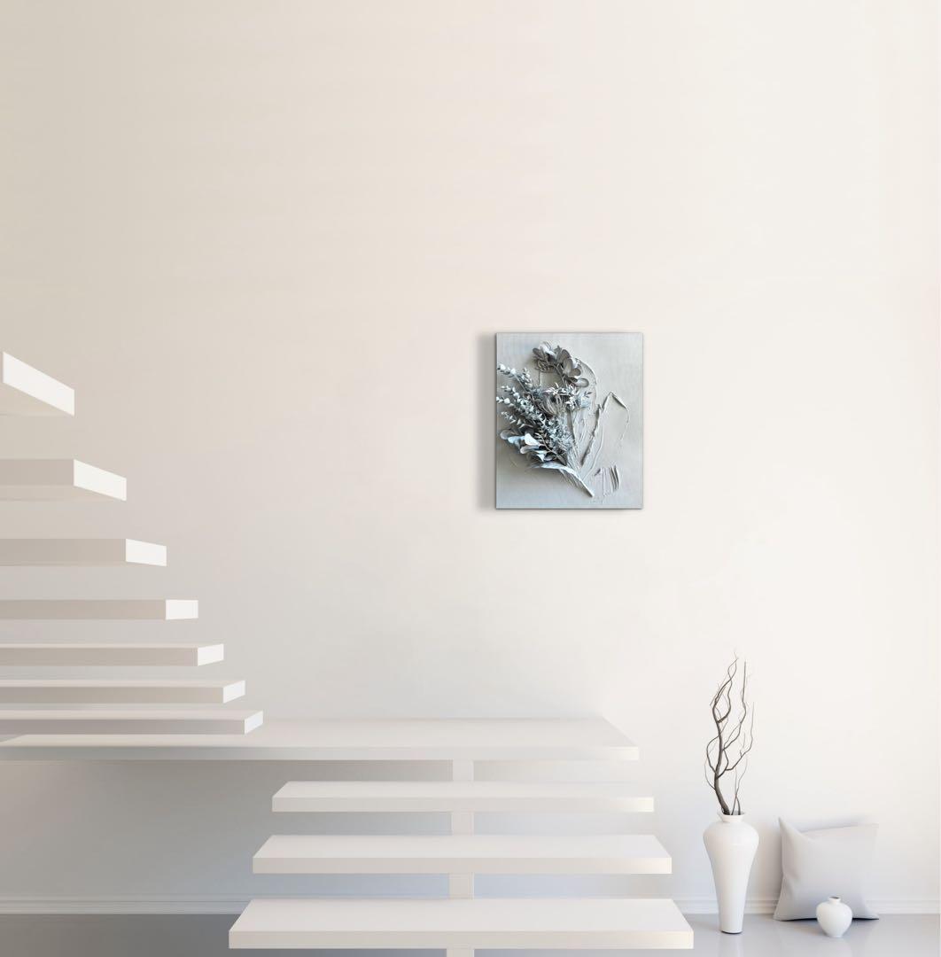 現代アート　花　45.5×38㎝　テクスチャー　モダン　アートパネル　インテリア