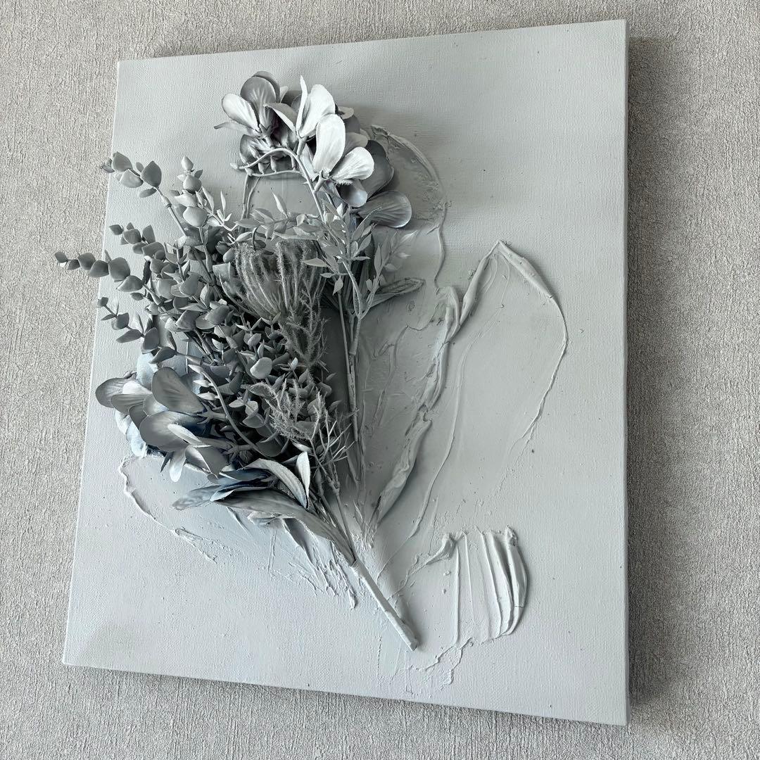 現代アート　花　45.5×38㎝　テクスチャー　モダン　アートパネル　インテリア