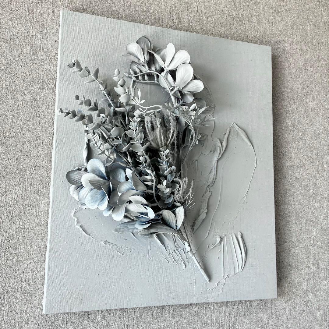 現代アート　花　45.5×38㎝　テクスチャー　モダン　アートパネル　インテリア