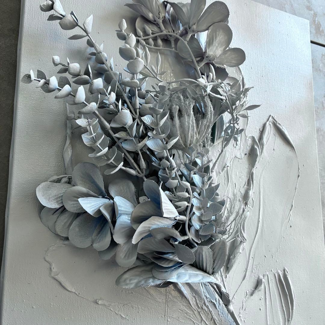 現代アート　花　45.5×38㎝　テクスチャー　モダン　アートパネル　インテリア