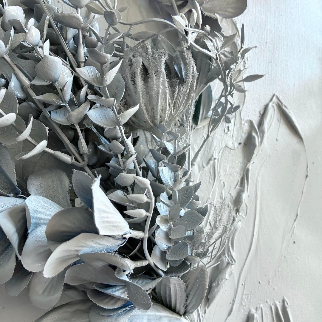 現代アート　花　45.5×38㎝　テクスチャー　モダン　アートパネル　インテリア