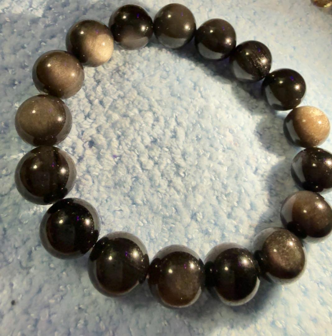 銀曜石クリスタルブレスレット12mm
