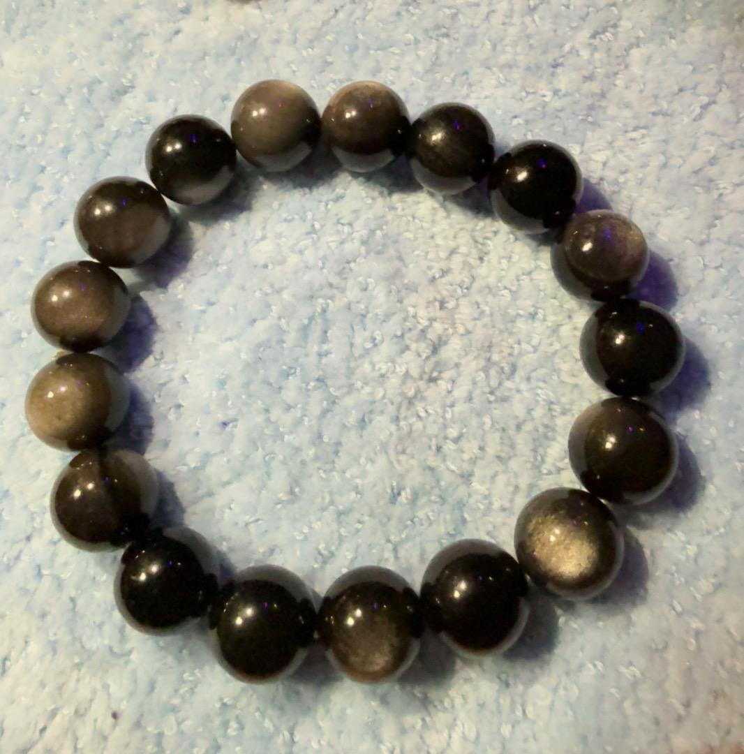 銀曜石クリスタルブレスレット12mm