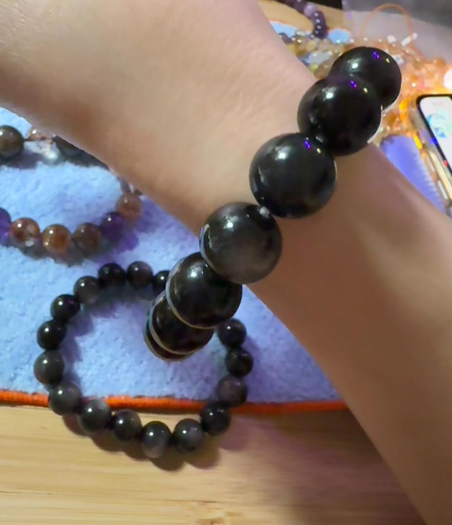 銀曜石クリスタルブレスレット12mm