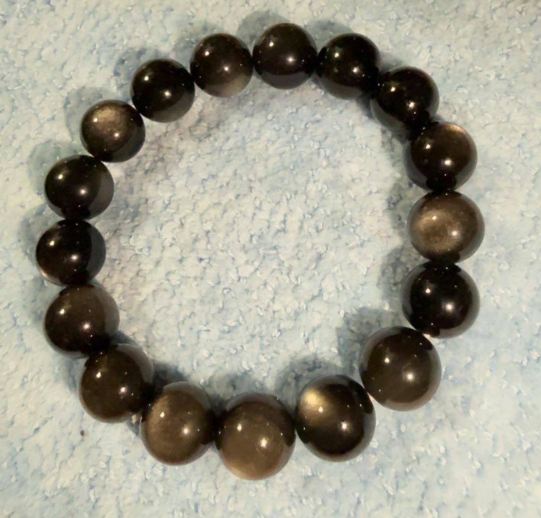 銀曜石クリスタルブレスレット12mm