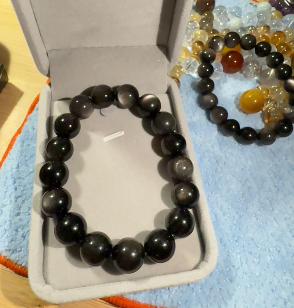 銀曜石クリスタルブレスレット12mm