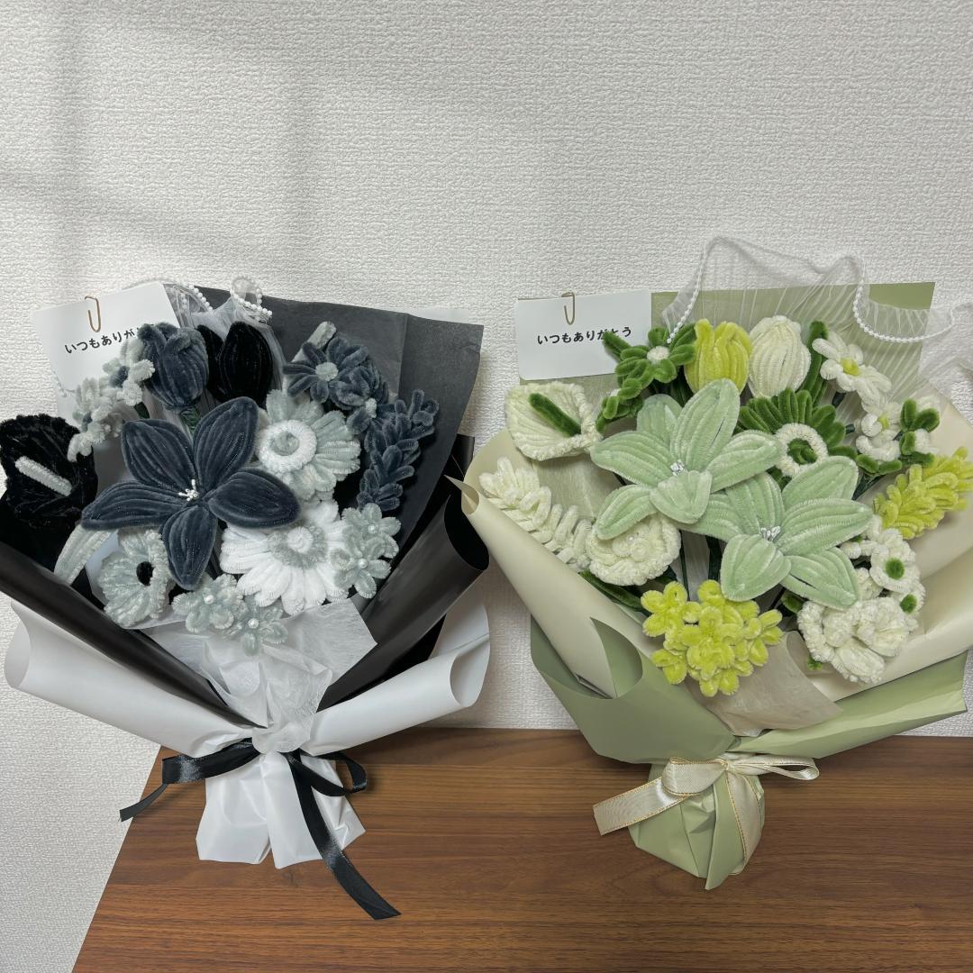 iiii モールフラワー　グリーン　グレー　韓国花束　枯れないお花