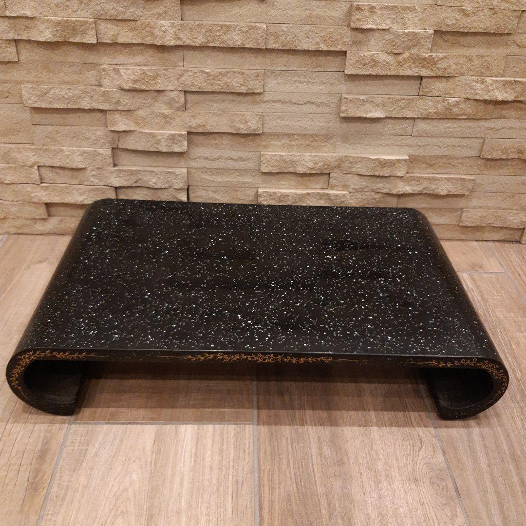 漆塗り木製蒔絵　高級花台　骨董昭和ヴィンテージ