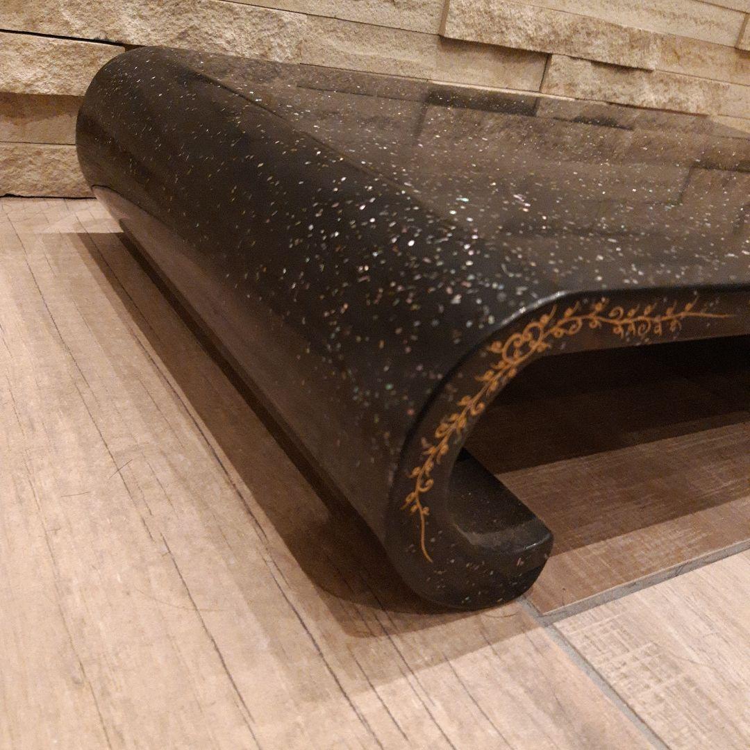 漆塗り木製蒔絵　高級花台　骨董昭和ヴィンテージ