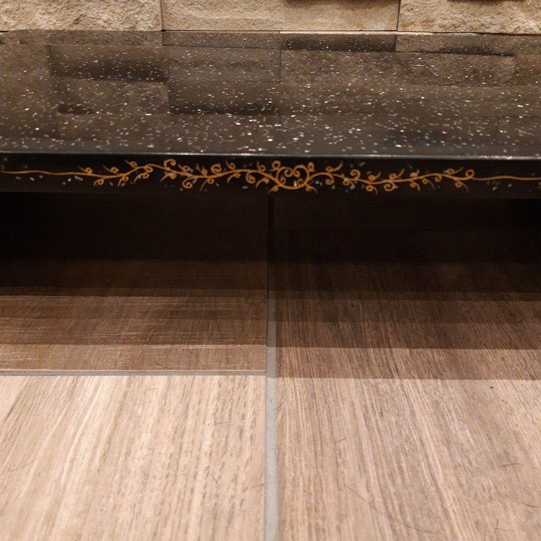 漆塗り木製蒔絵　高級花台　骨董昭和ヴィンテージ