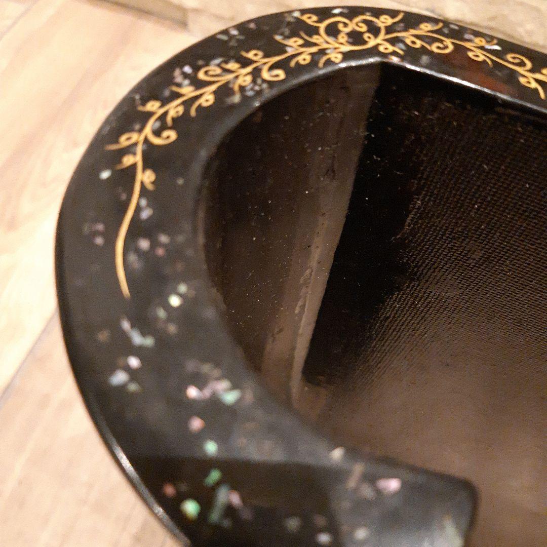 漆塗り木製蒔絵　高級花台　骨董昭和ヴィンテージ