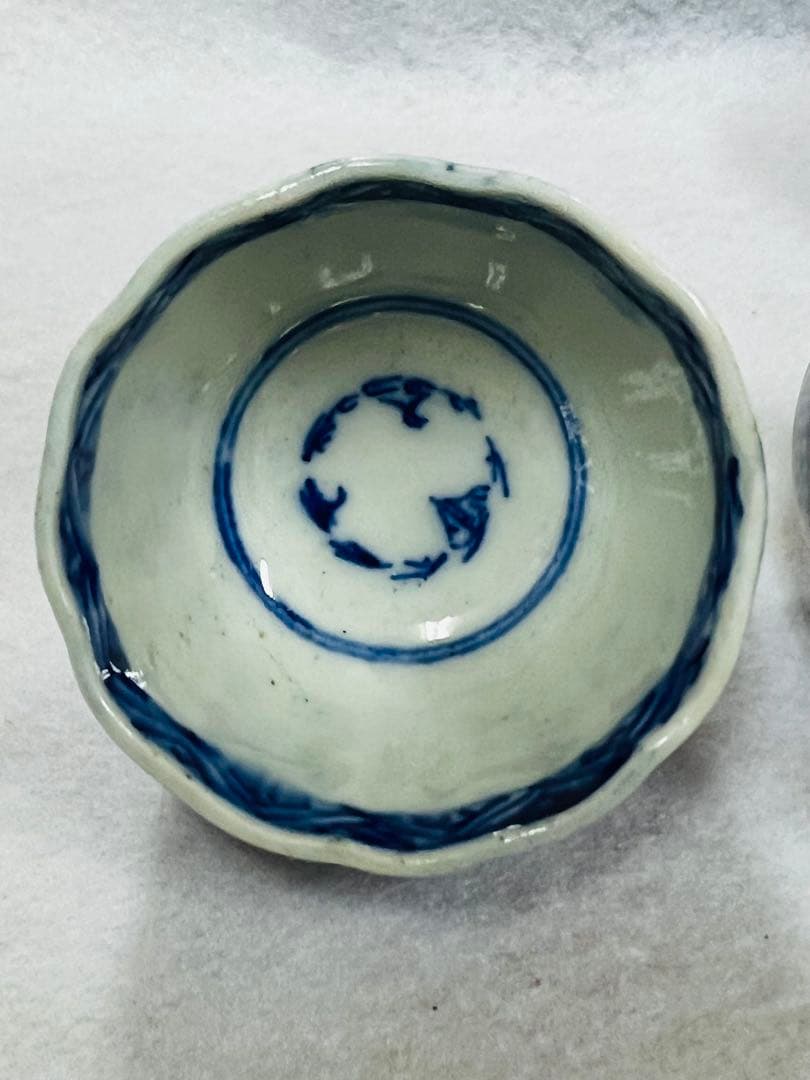 明治時代　古伊万里 当時物　微塵唐草 蕎麦猪口 染付5客