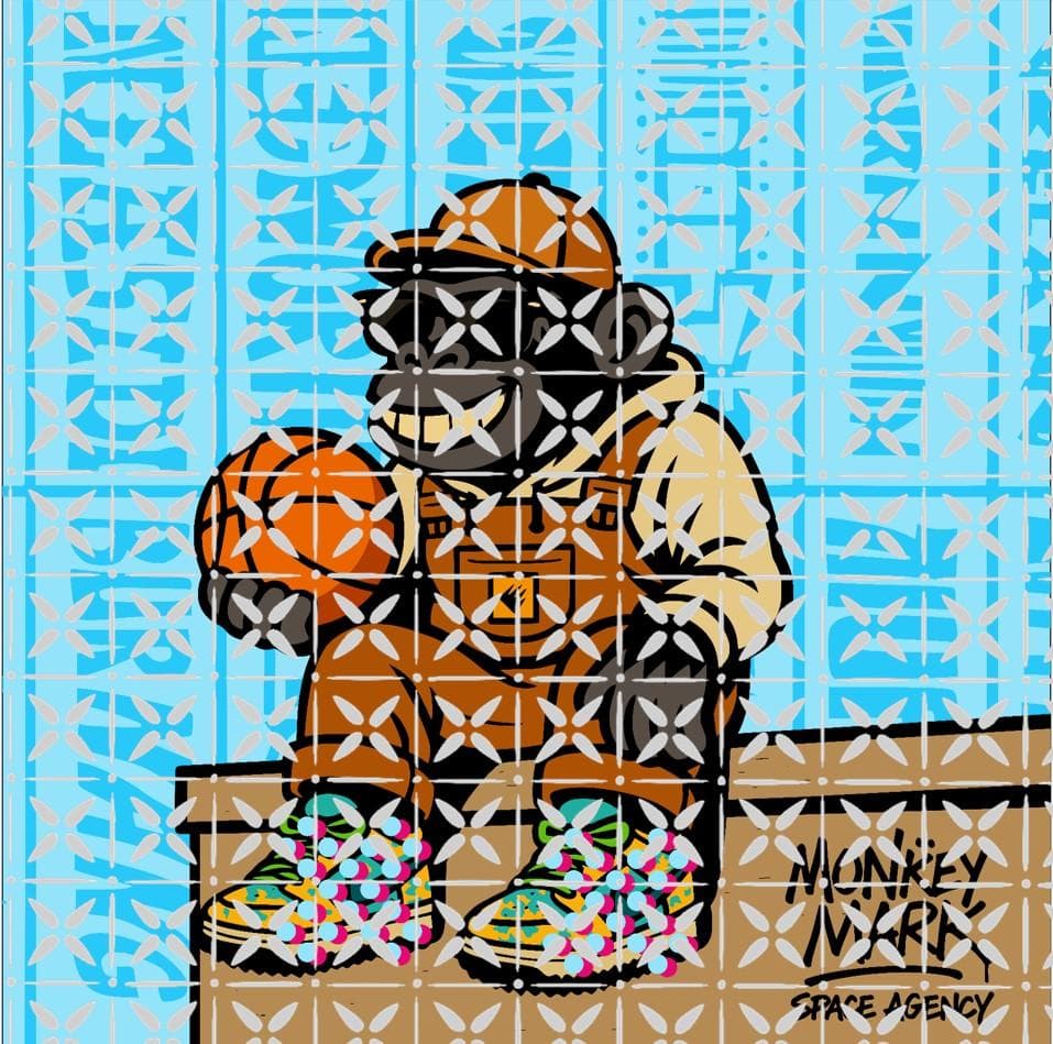 コートサイド・ゴリラ サングラス アートパネル ポスター 607mm×607mm