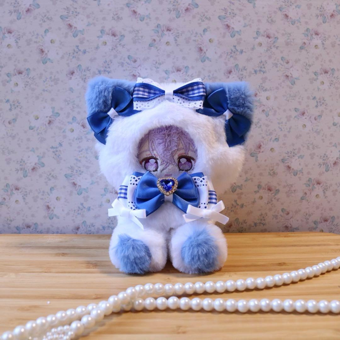 持てるよ ねこさん.12〜14cm/ブルー❤︎おすわりぬい服 着ぐるみ ちびぐるみ