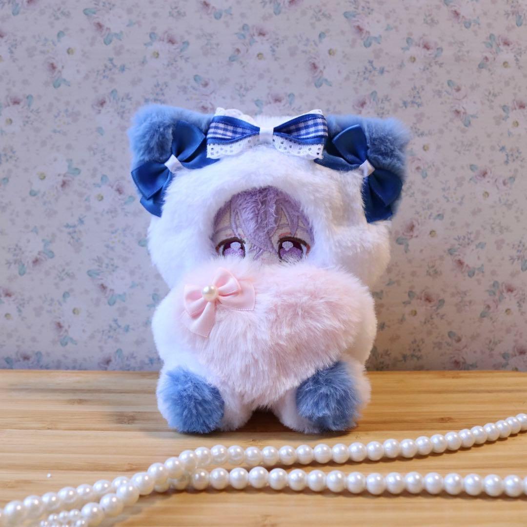 持てるよ ねこさん.12〜14cm/ブルー❤︎おすわりぬい服 着ぐるみ ちびぐるみ