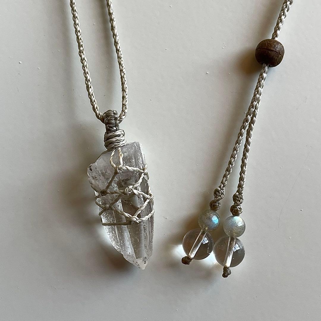 ヒマラヤ水晶 ガネッシュヒマール ＊ マクラメペンダント ネックレス 62