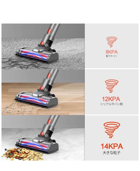 新品 掃除機コードレス 14000Pa 3段階モード 強吸引力 PM0.1高密度