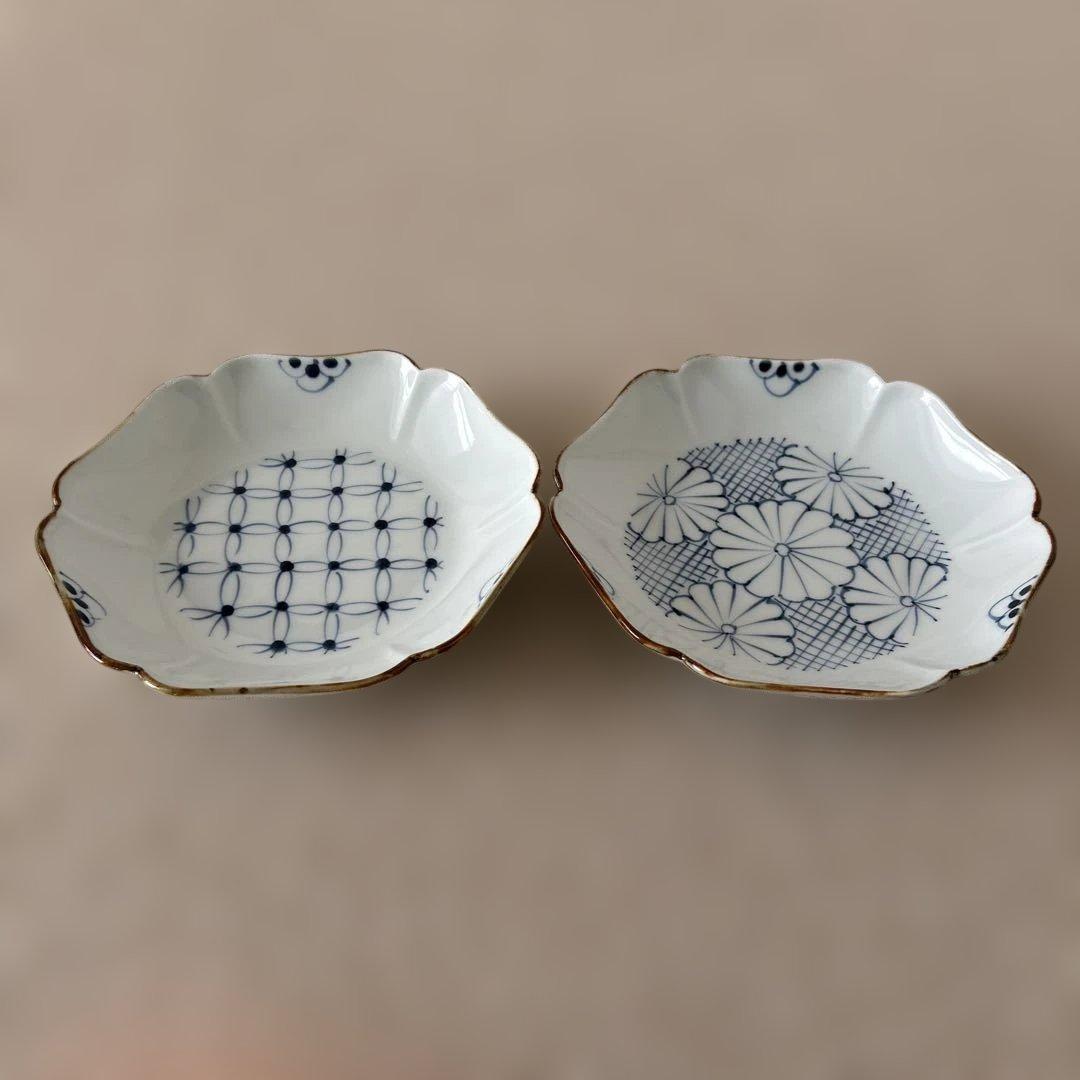 【箱入り新品未使用/うちる別注】和皿　磁器　染付　有田焼　伊万里焼　2枚セット