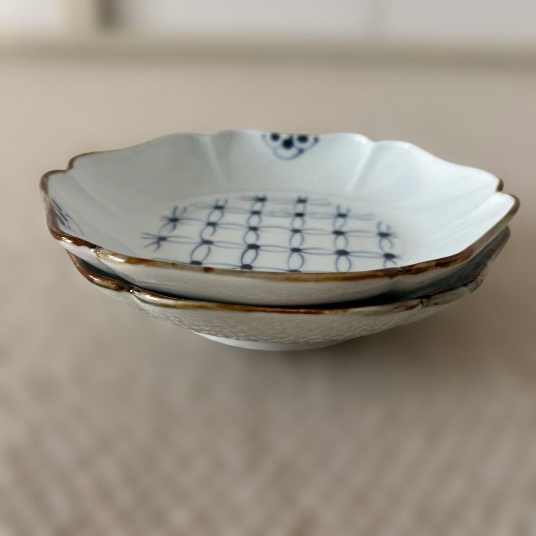 【箱入り新品未使用/うちる別注】和皿　磁器　染付　有田焼　伊万里焼　2枚セット