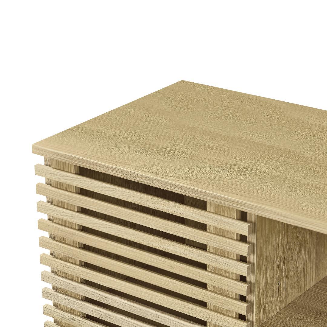 【新品】オーク色ムービングドアキャビネット 大容量リビング収納