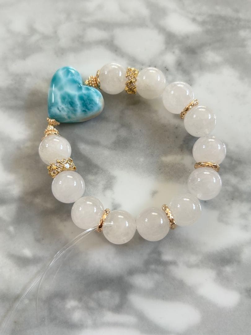 ラリマー、ホワイトガーデンクォーツのブレスレット