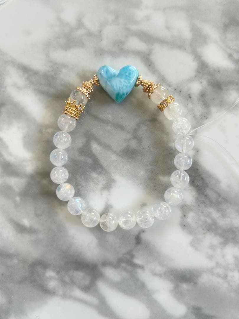 ラリマー、ホワイトガーデンクォーツのブレスレット