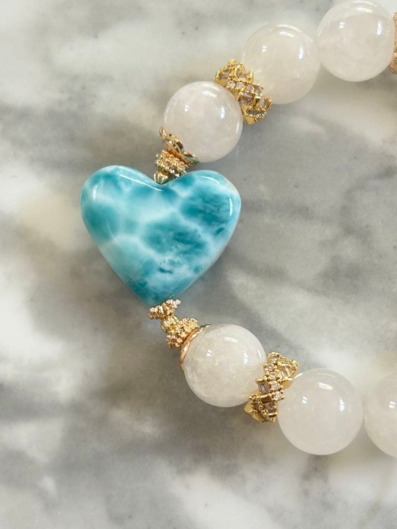 ラリマー、ホワイトガーデンクォーツのブレスレット