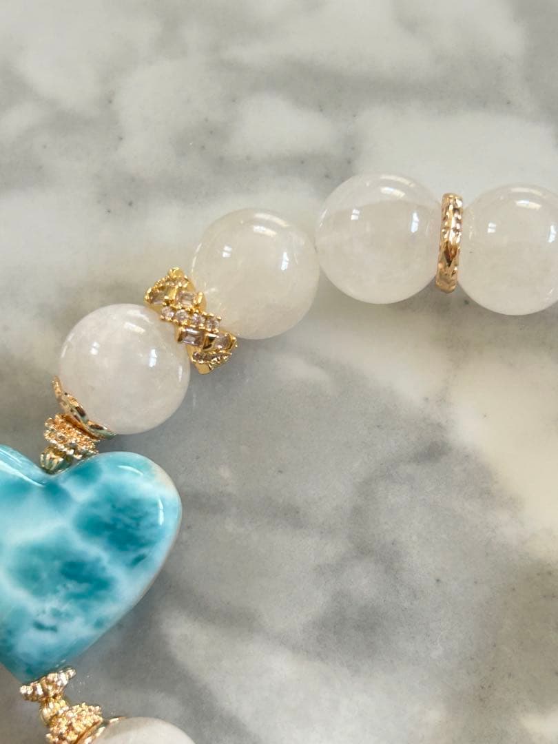 ラリマー、ホワイトガーデンクォーツのブレスレット