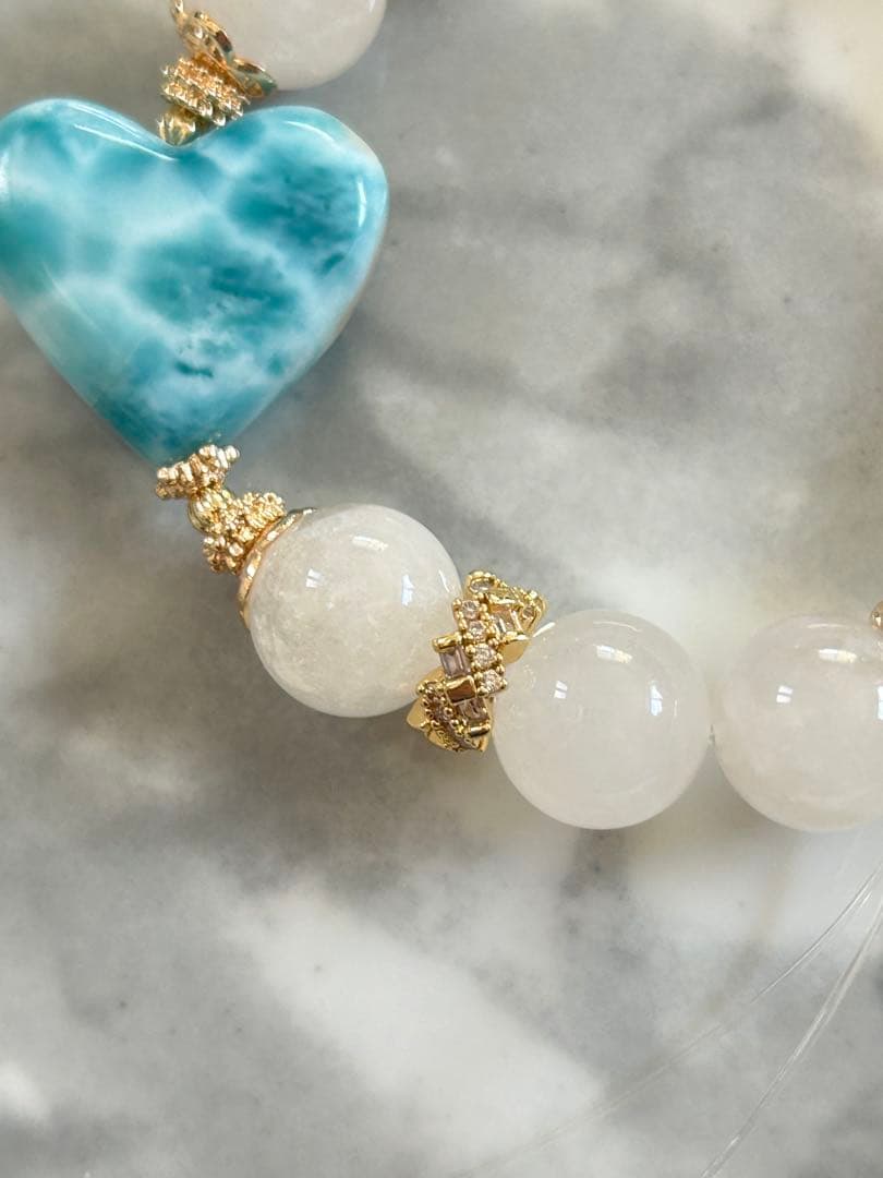 ラリマー、ホワイトガーデンクォーツのブレスレット