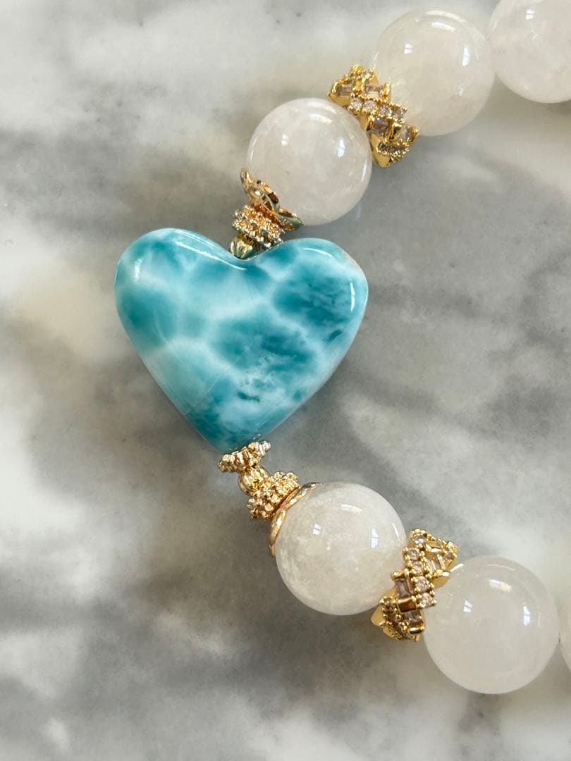 ラリマー、ホワイトガーデンクォーツのブレスレット