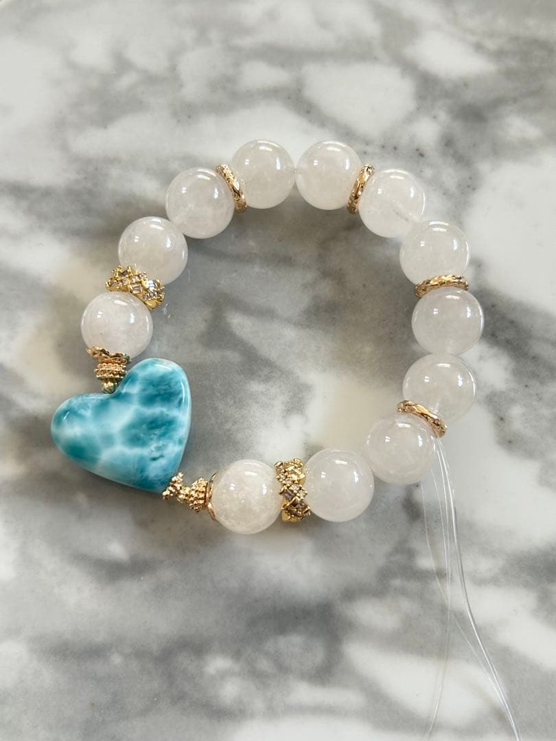 ラリマー、ホワイトガーデンクォーツのブレスレット