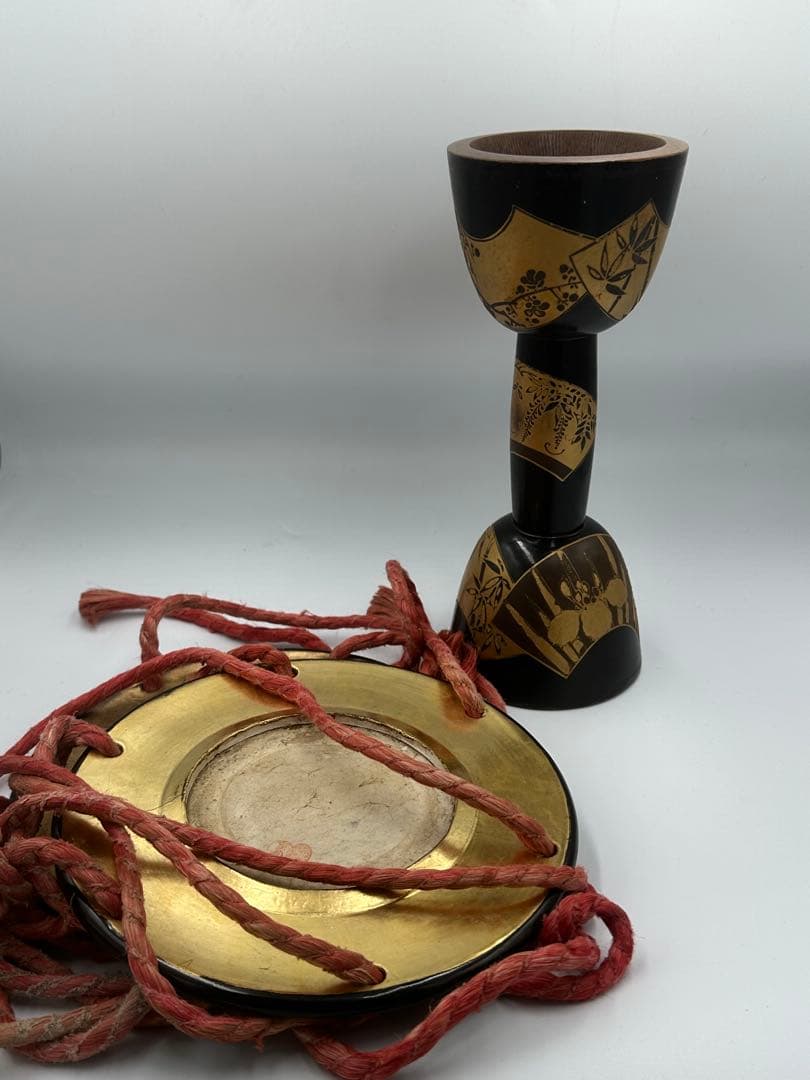 最高級　古作　望月流　古作小鼓　鉋目あり　純金 金蒔絵