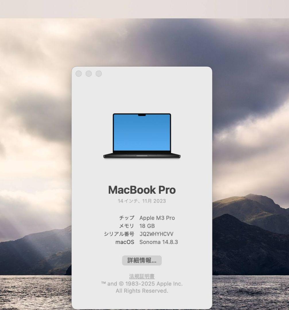 MacBook Pro 14インチM3 PRO 18GB/1TB