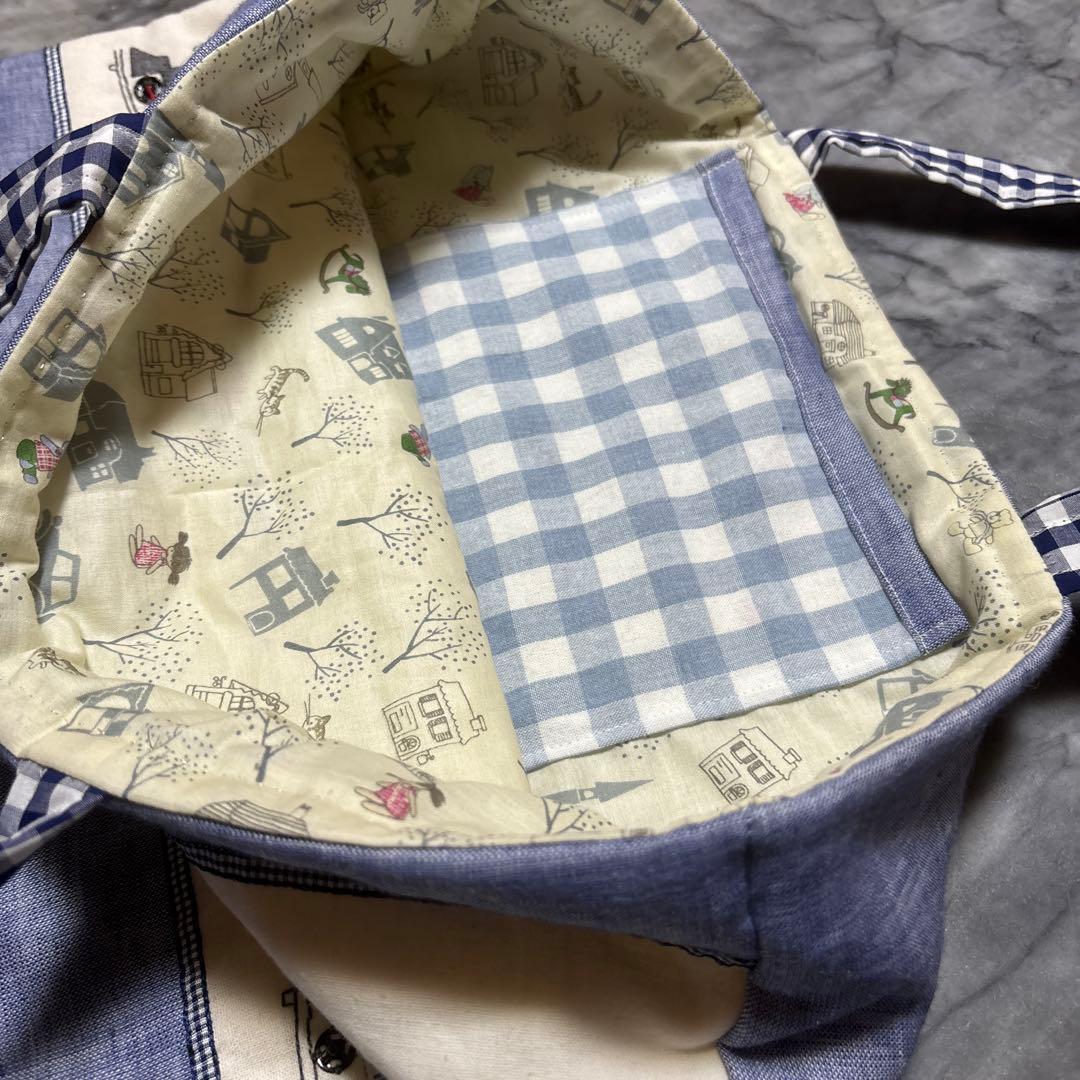 ゆう風舎風　電車刺繍トートバッグ