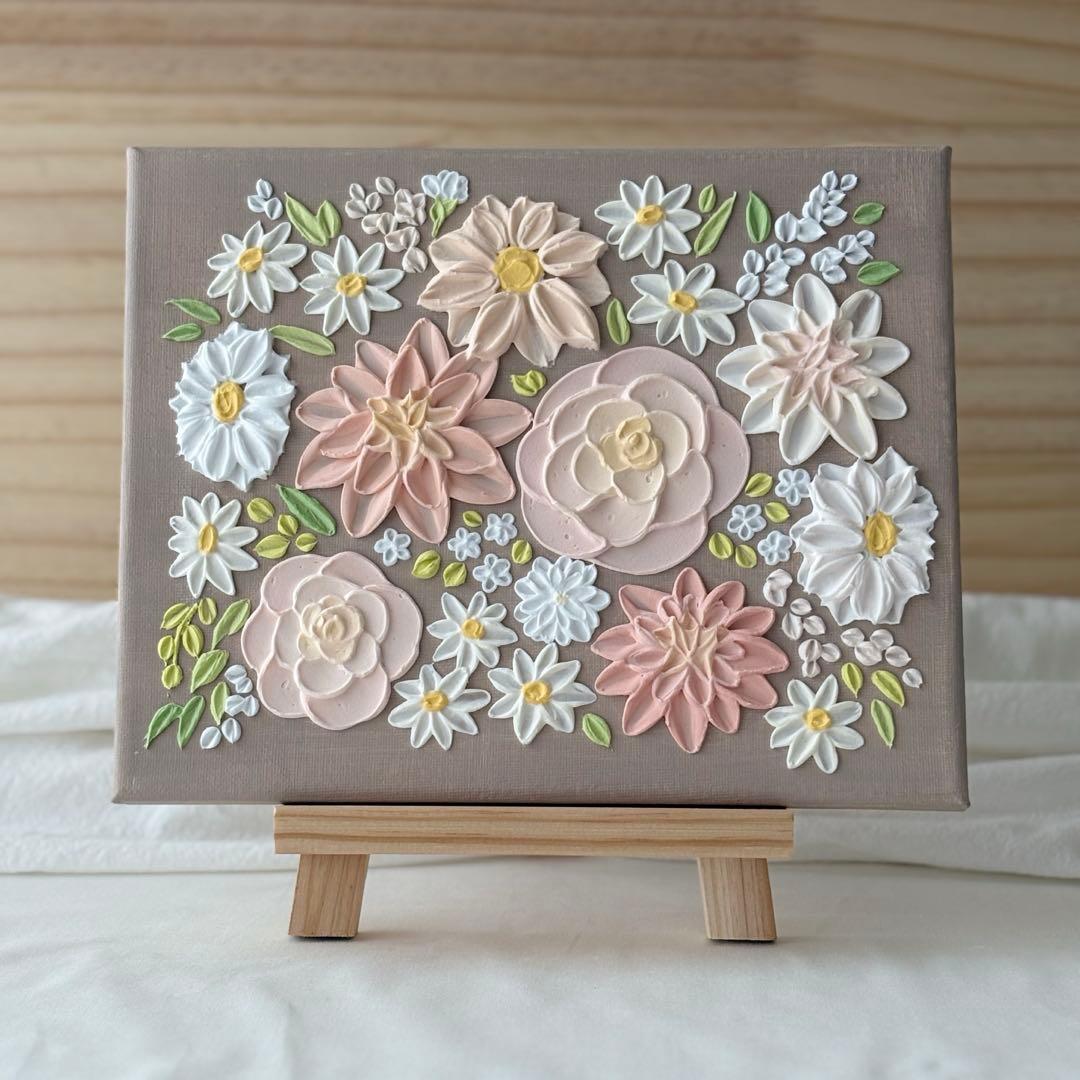 テクスチャーアート 花 インテリアアート 花柄 ブーケ フラワーアート