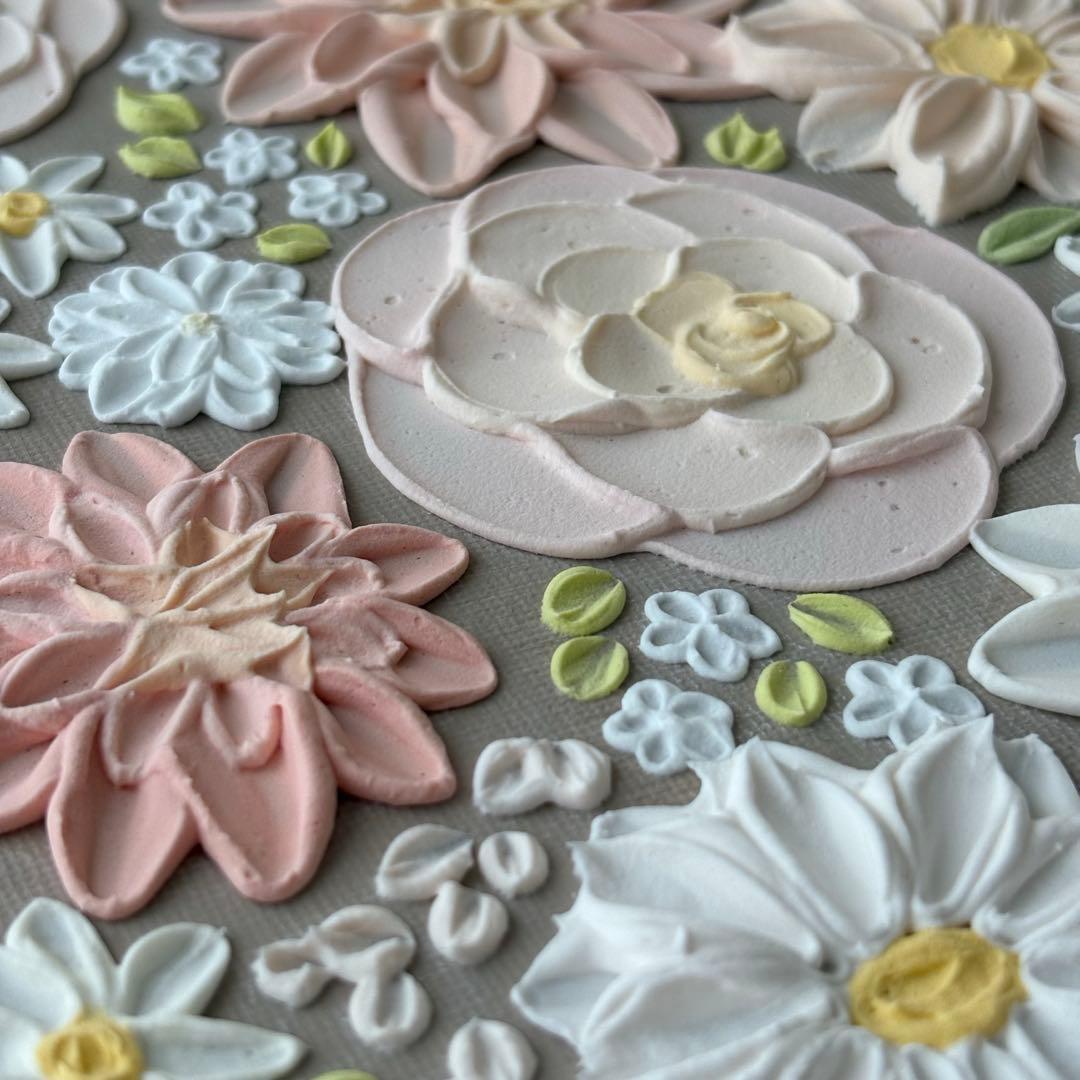 テクスチャーアート 花 インテリアアート 花柄 ブーケ フラワーアート