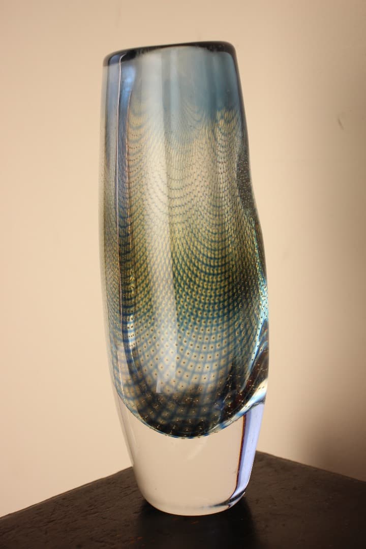 スウェーデン　オレフォス　クラーカ　ガラス　花瓶　フラワーベース