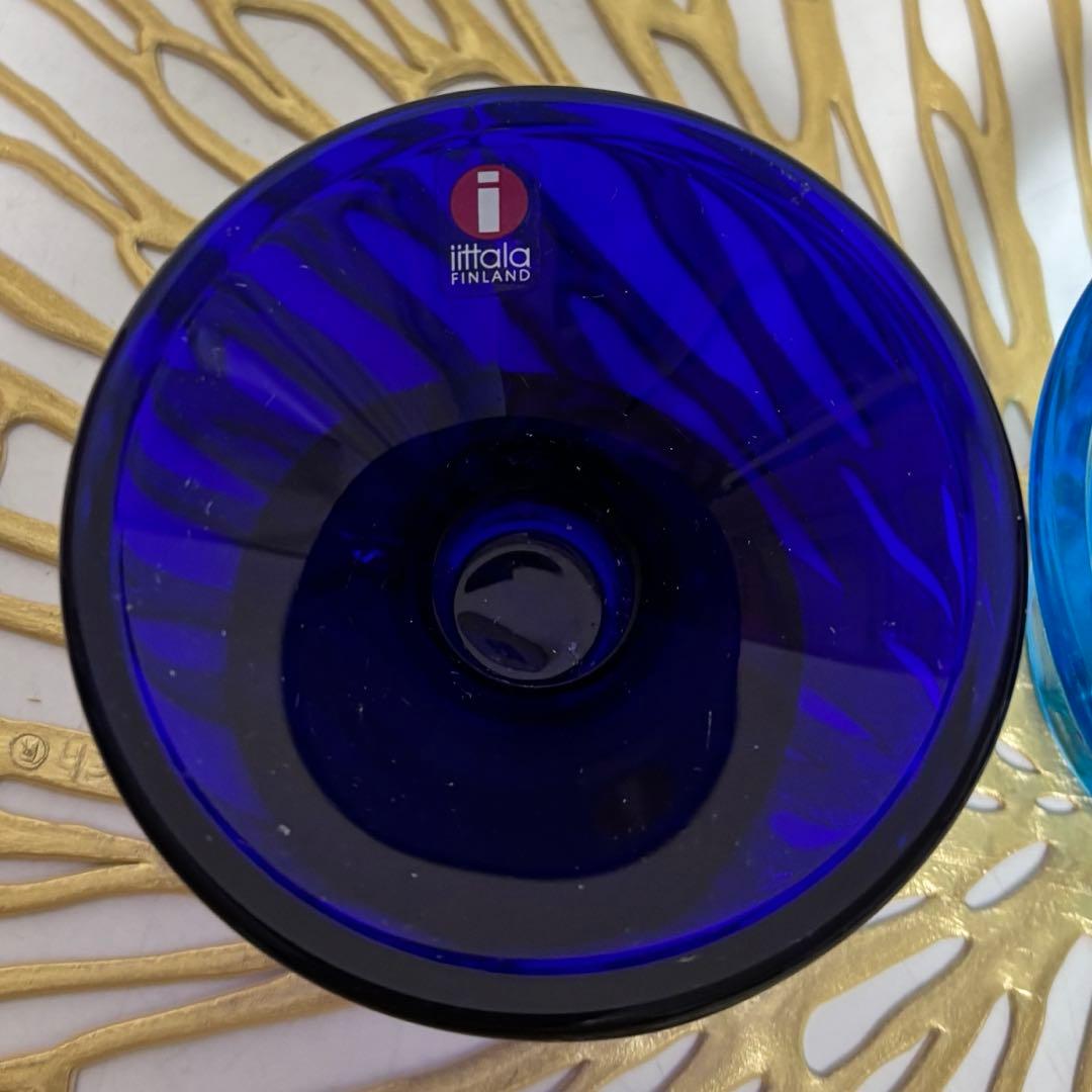  イッタラ　青と水色のクリアのキャンドルホルダー2個セット