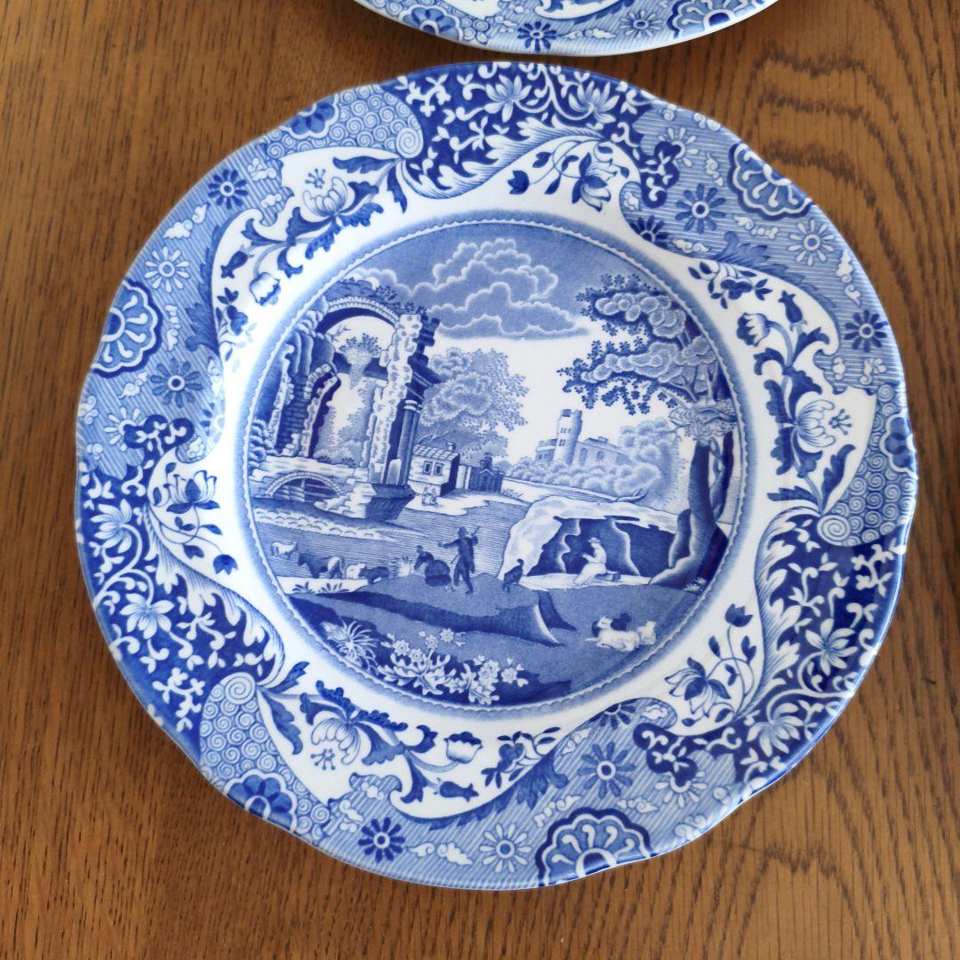 英国スポードブルーイタリアンプレート4枚セット