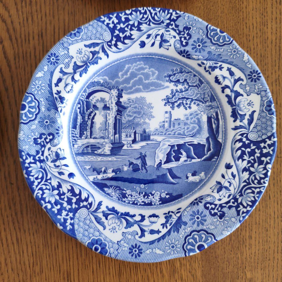 英国スポードブルーイタリアンプレート4枚セット