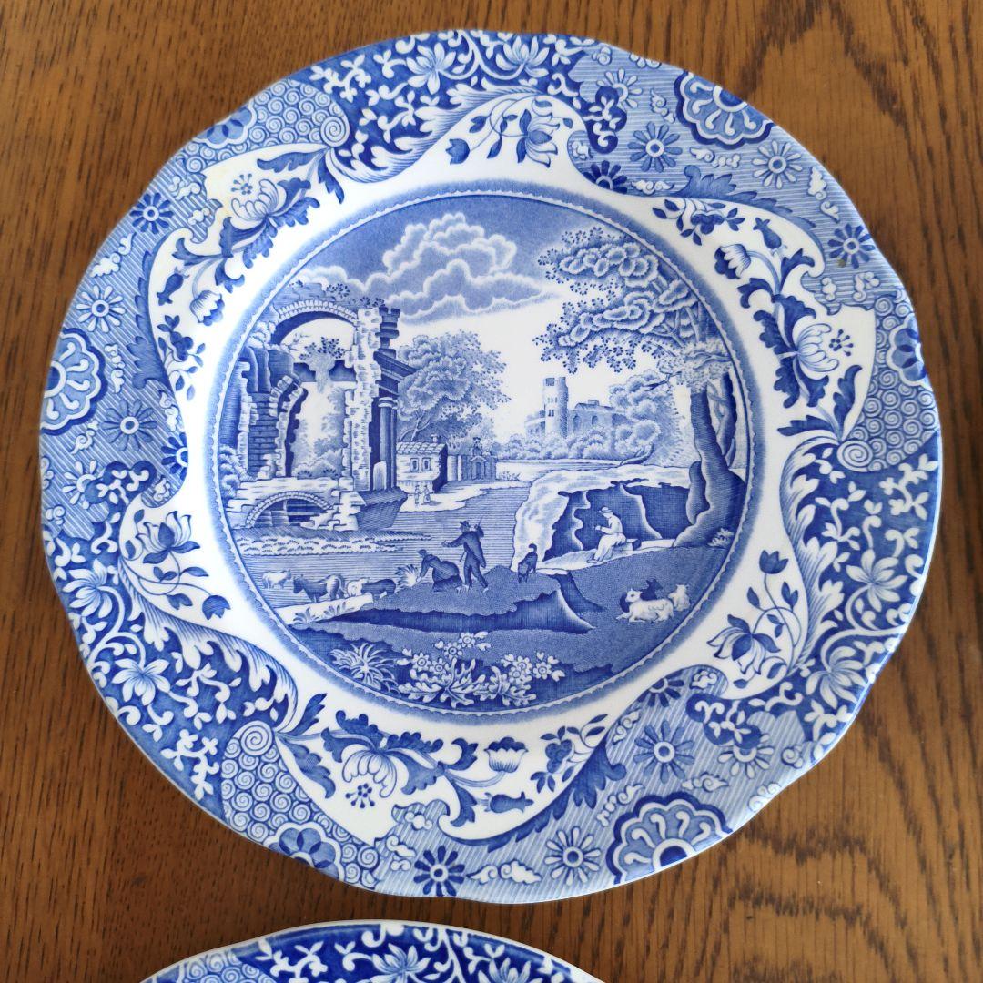 英国スポードブルーイタリアンプレート4枚セット